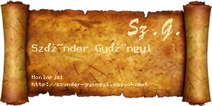 Szünder Gyöngyi névjegykártya